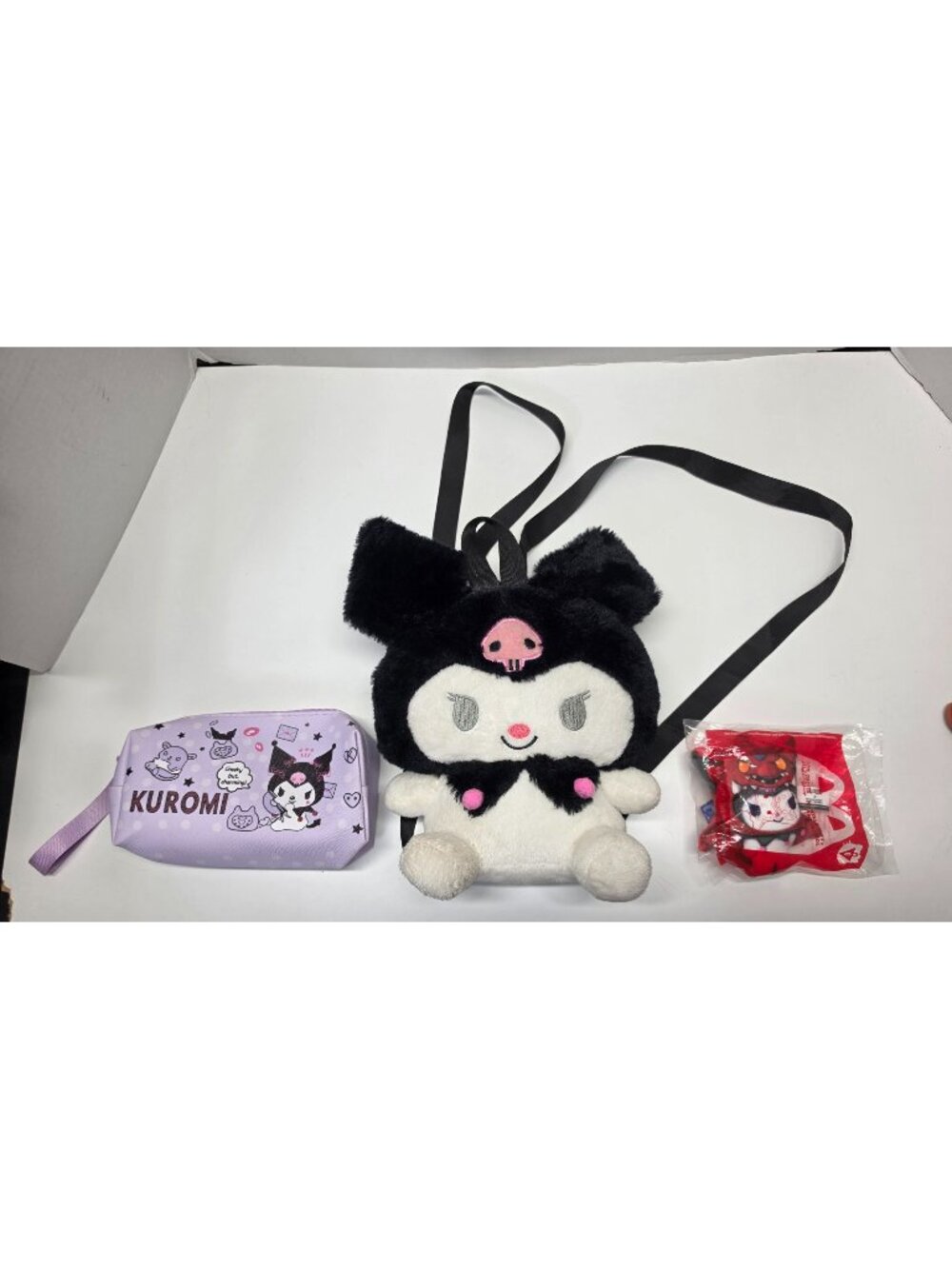 Kuromi Sanrio Plush Backpack Wristlet Yu-Gi-Oh McDonalds Toy 3 Pc Bundle